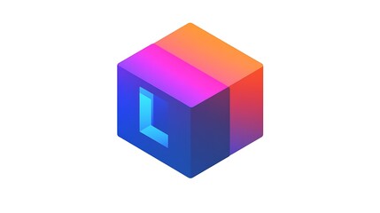 Fototapeta premium Colorful Cube with Letter L Isometric Design