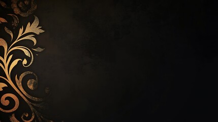 Elegant Gold Floral Design On Dark Background