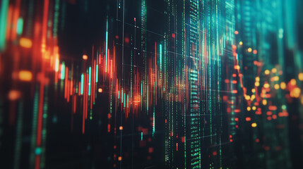 Obraz premium Abstract dark blue background with Colorful charts and graphs with statistics to innovative analyze business potential and forecast future development of companies growth.