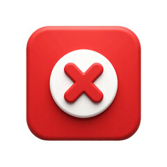 Obraz premium Red square with a white circle and a red X, transparent background