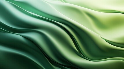 Fototapeta premium Abstract Green Silk Fabric Waves Background Image