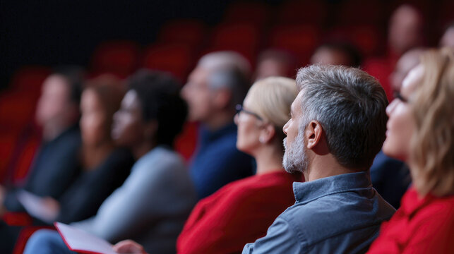 Engaged audience members attentively listening during presentation