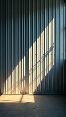 Vertical striped metal sheet, light and shadow play, silver, shadow, abstract