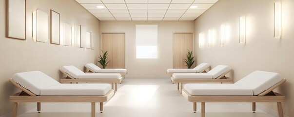 Clinic with soft lighting and ergonomic exam tables, designed for rheumatology care