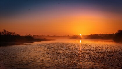 Naklejka premium Peaceful Riverbank Landscape Background