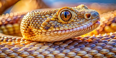 Obraz premium Aruba Island Rattlesnake Close-Up: Panoramic View of Venomous Reptile in Natural Habitat