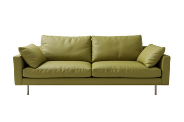Fototapeta premium A modern, minimalist sofa in a light olive green color, isolated on a transparent background
