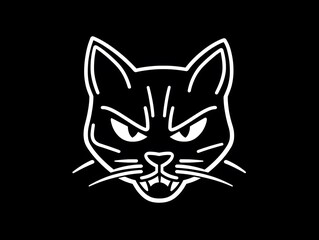Simple Feline Kitten Cat Kitty Pet Icon Symbol black Background