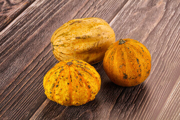Decorative yelow pampkin seasonal vegetables