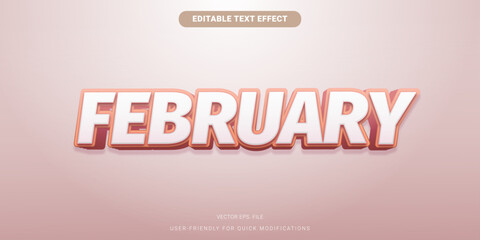 Obraz premium February Gradient 3D Text Style Editable and User Friendly Design