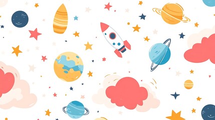 A flat background illustration of space galaxy