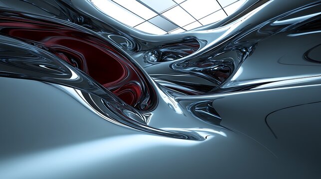Abstract Liquid Metal Sculpture Design Showing Swirling Forms