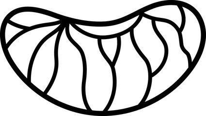 Vector black and white tangerine slice icon. Hand drawn line citrus fruit illustration. Cartoon piece clipart, coloring page. Fresh food isolated on white background