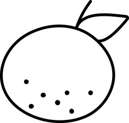 Vector black and white tangerine icon. Hand drawn line citrus fruit with leaf illustration. Cartoon orange clipart, coloring page. Fresh food isolated on white background