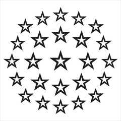 Collection of star vector illustration silhouettes in white background.