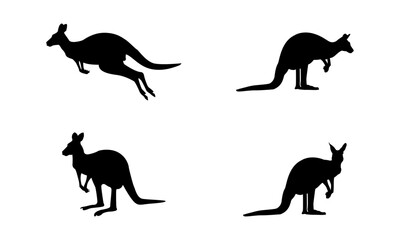 Kangaroo silhouette set in black and white