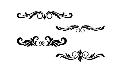 Flourish Border Line Silhouette Set In Black And White