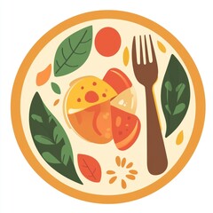 Plate with food and fork in it. Concept for restaurant or recipe