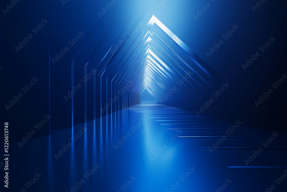 Aufkleber abstract blue tunnel with geometric lines and futuristic lighting. business background
