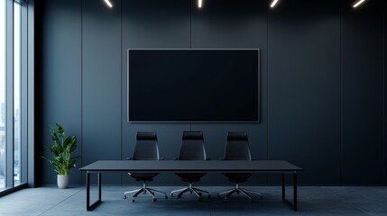 Bold Brand Strategy Presentation in Colorful Meeting Room with Giant Screen,3D rendering