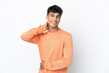 Young man over isolated white background laughing