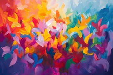 Abstract, colorful background with vibrant brush strokes, showcasing the dynamic energy of an expressive and contemporary art style.