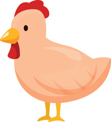 Light orange cartoon hen standing still on white background