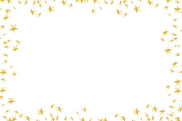 Gold stars border frame design isolated on transparent background. Luxury mockup template from golden stars. Festive decoration for invitation, postcard, card, PNG, cut out design elements