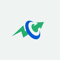 arrow on target logo design. Vector illustration arrow on target.  modern logo design vector icon template