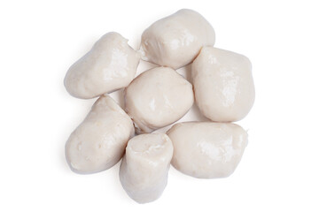 Raw fresh pork meatballs on white background.