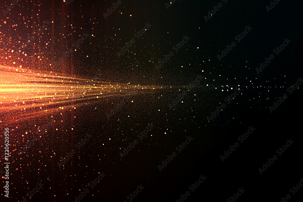 Aufkleber Golden Particle Flow on a Dark Background in a Futuristic Abstract Design. Business background
