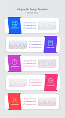 Infographic Presentation Template with Five Step for Business Process Workflow Timeline and Planning Modern Layout with Number Badge and Linear Style Vector for Presentation.