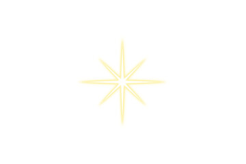 Gold shining star. Transparent lens flare effect, shine sun