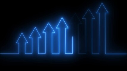 Neon business graph animation increased. 12 graph bar animation increased. 7 month increased graph of success business.