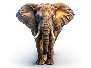 Fototapeta premium Majestic Lone Elephant, Aerial View, Isolated on White Background