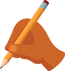 Hand using a short pencil writing, drawing, or taking notes