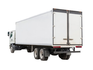 Isolated White Long Haul Delivery Truck Back View