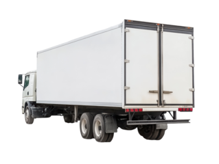 Isolated White Long Haul Delivery Truck Back View