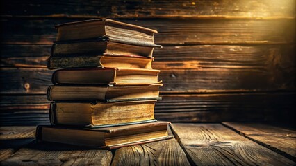 Mysterious Stack of Books, Shadows, Crime Thriller Novel Cover