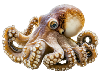 Isolated Close-up Octopus with Detailed Tentacles