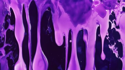 Vibrant purple ketchup drips against a dark background, creating an artistic and abstract visual effect