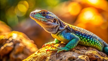 Obraz premium Candid Photo: Lizard Basking in Natural Habitat - Green Iguana Sunbathing on Rock