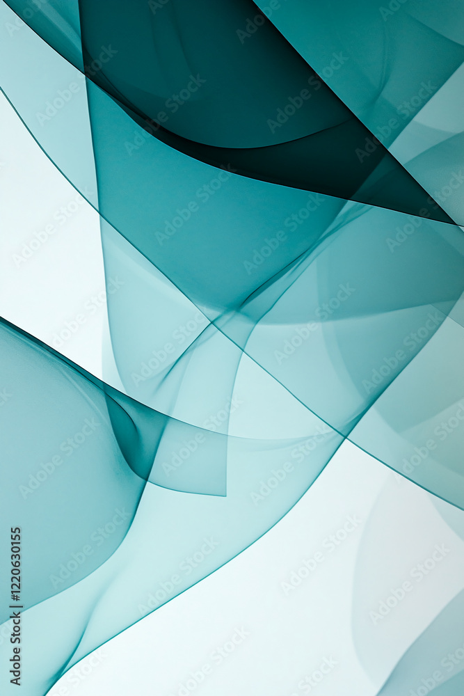 Poster elegant teal abstract shapes with flowing lines and smooth curves. business background