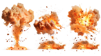 Set of explosions, isolated on white background