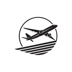 flight plane silhouette vector clip art logo design