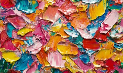 Fototapeta premium Vibrant Abstract Oil Painting with Bold Brush Strokes and Colorful Palette of Red, Yellow, Blue Hues Representing Dynamic Energy and Creativity, Ideal for Artistic and Modern Interior Design