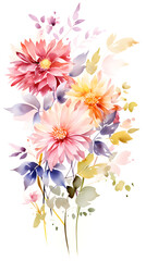 Obraz premium Digital vintage watercolor flower abstract graphic poster background