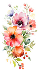 Fototapeta premium Digital vintage watercolor flower abstract graphic poster background
