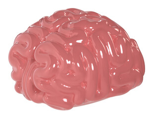 Human brain 3D illustration isolated on transparent background.