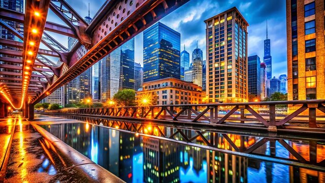 Chicago Downtown Cityscape Macro Photography: Steel, Glass, and Sky Reflections